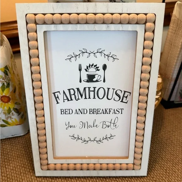 Farmhouse Bed and Breakfast Sign Beaded Frame~cottagecore~rustic~hobby lobby - Picture 1 of 2